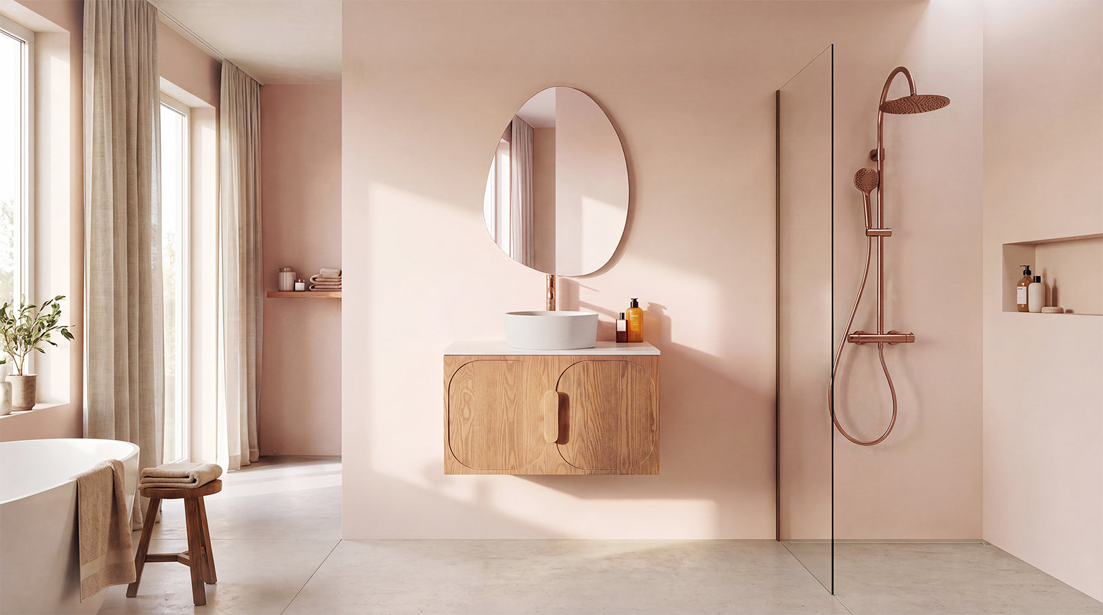 Salle de bain beige et bois : l’élégance naturelle en toute simplicité