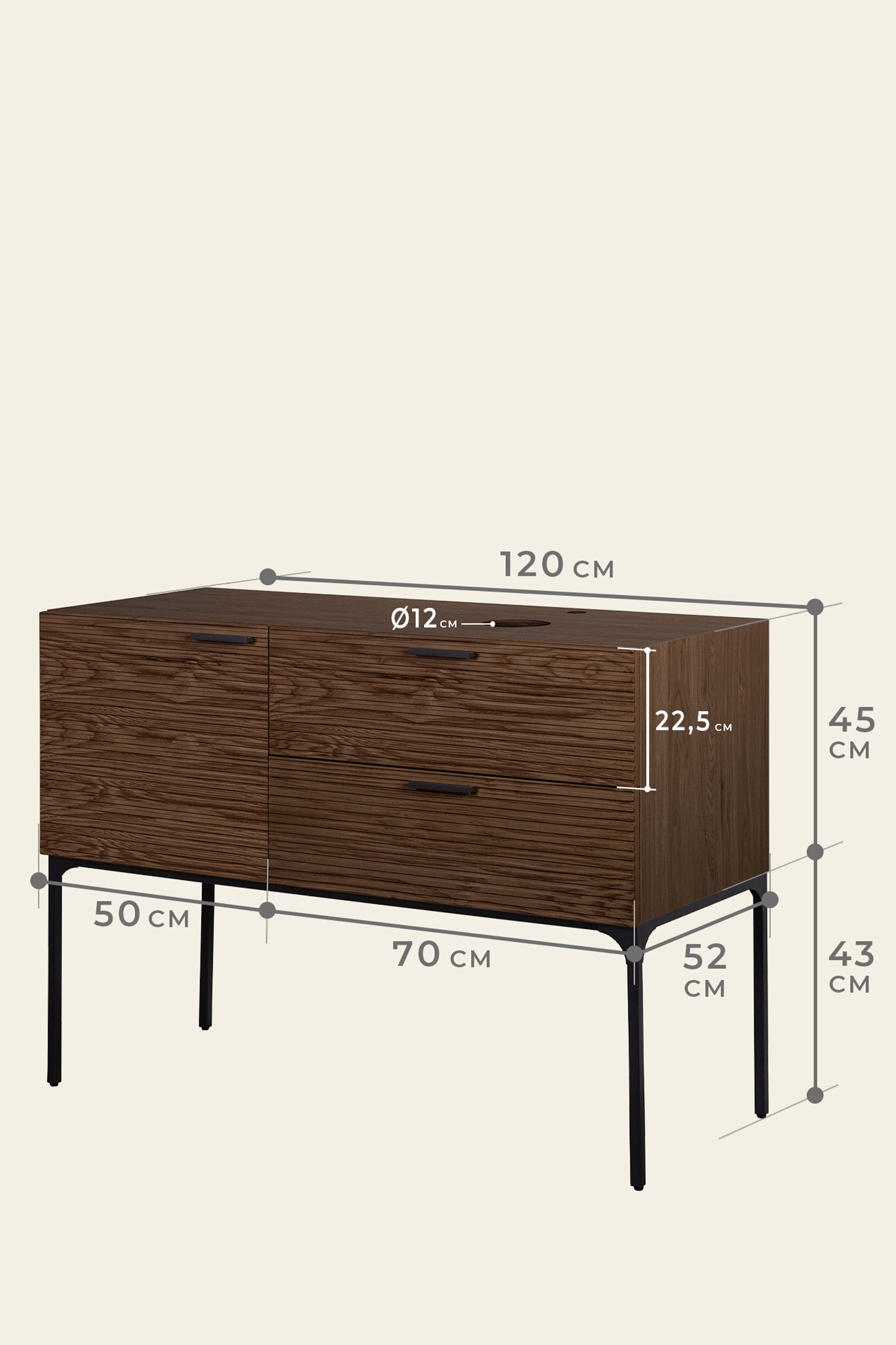 meuble salle de bain sur pieds couleur noyer