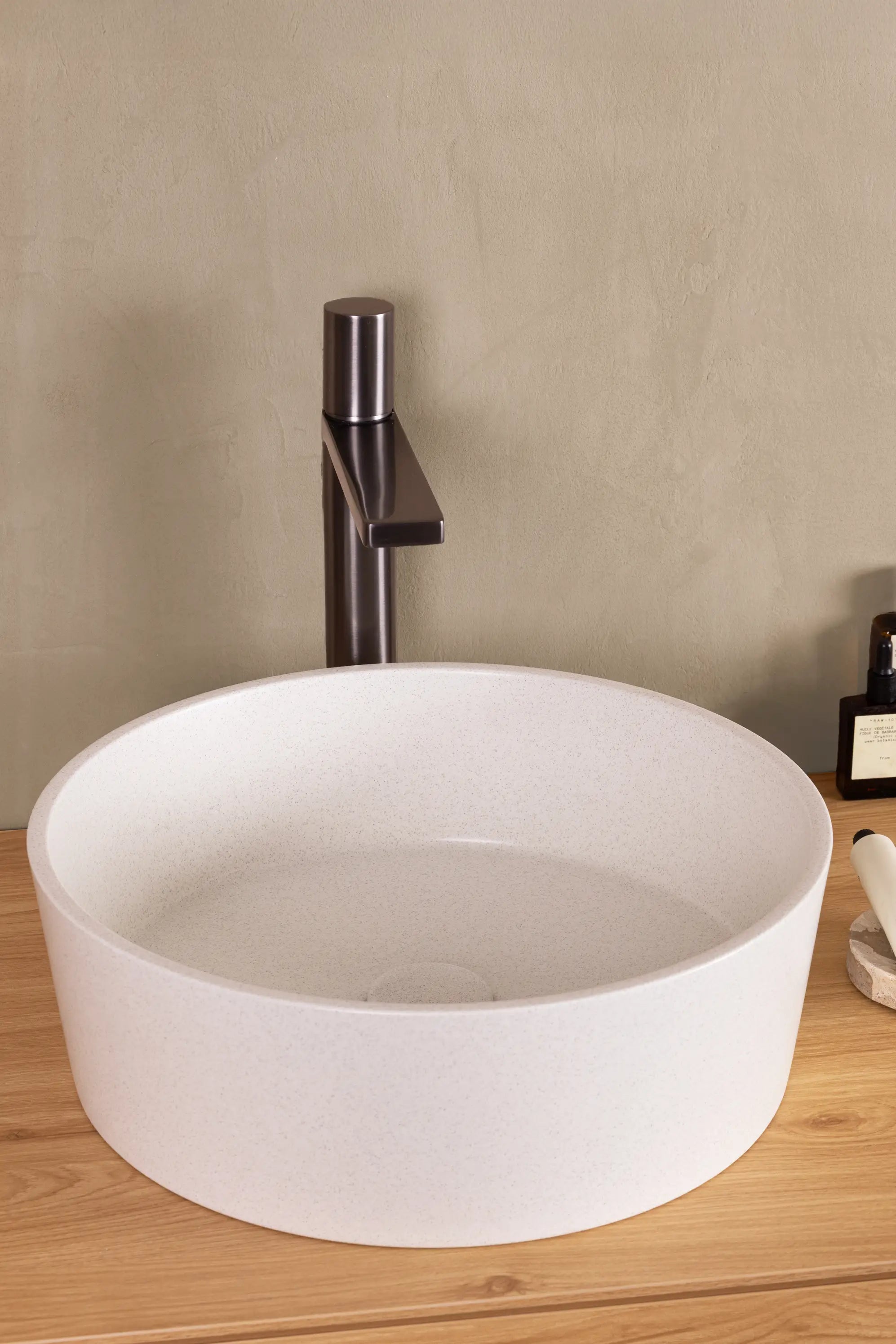 vasque à poser beige ronde 