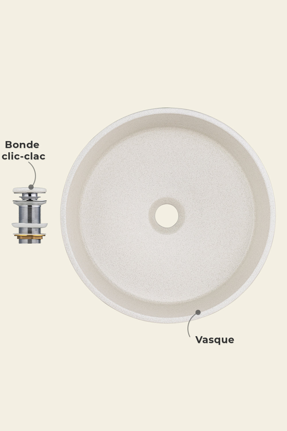 vasque à poser beige ronde 